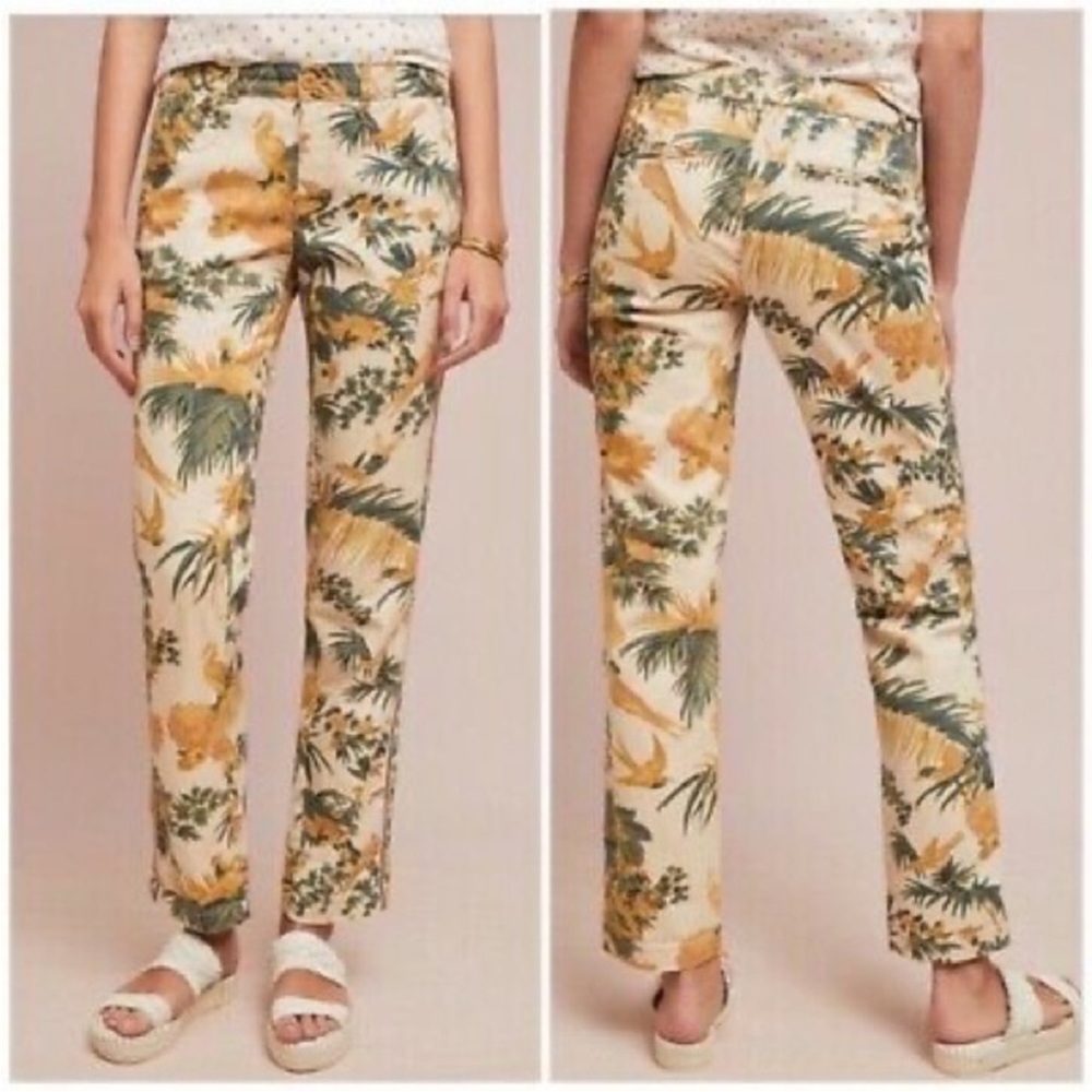 Anthropologie women's tropical floral chino 25P - Picture 2 of 7